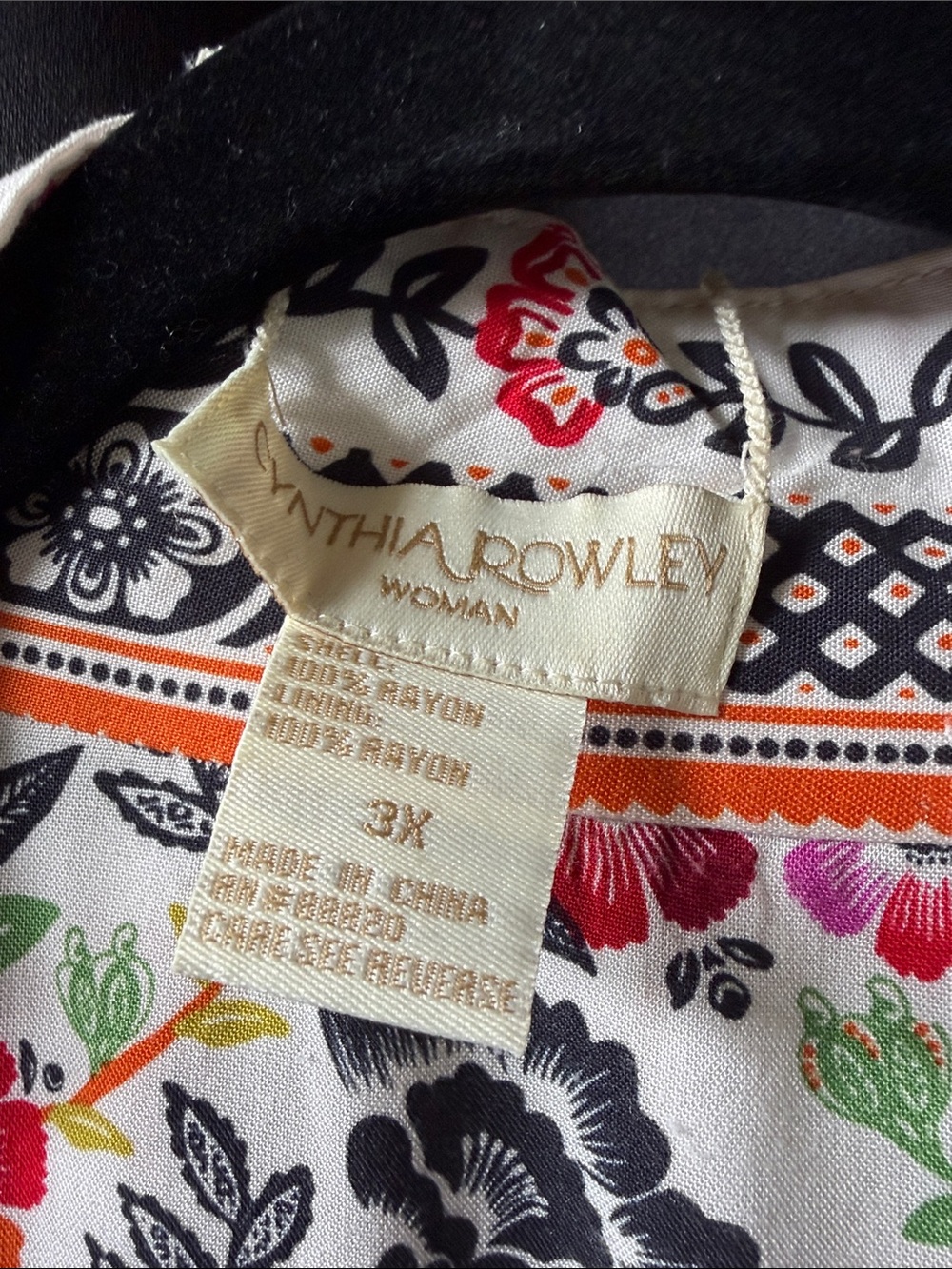 Cynthia Rowley White Floral Open Kimono with Black, Pink, Red, Green Accents - Picture 2 of 3